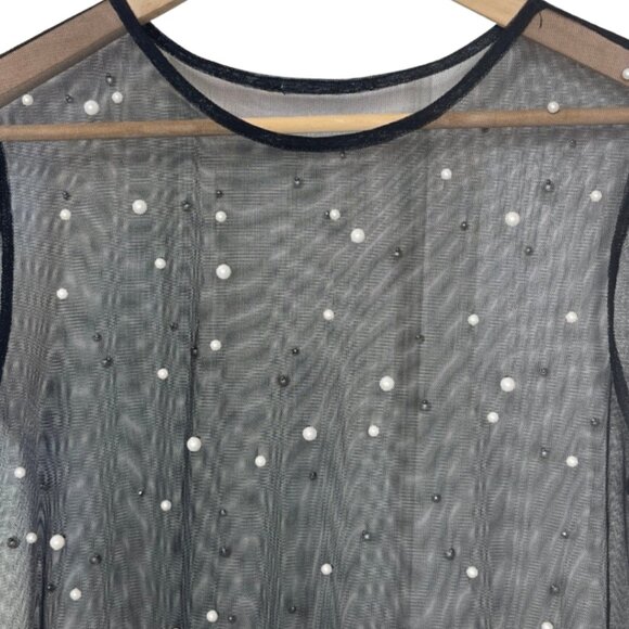 UNBRANDED | Women's Black Sheer Pearl Studded Sheer Dress | Size S - Picture 4 of 9